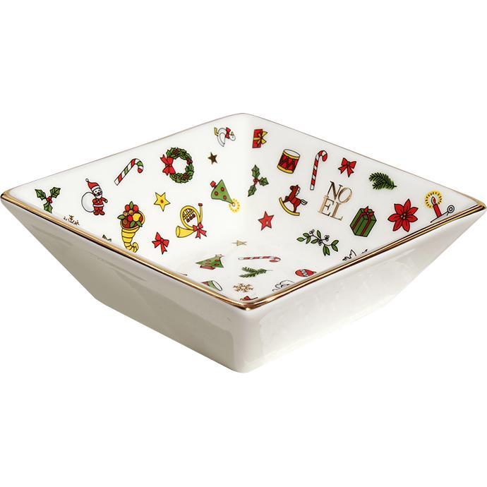 Taitù Noël Oro Schale quadratisch, Schüssel + Schale, Mehrfarbig