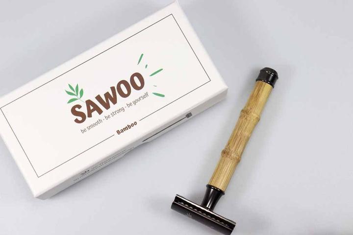 Immagine prodotto Sawoo Rasoio di bambù in ottone e legno di bambù con 10 lamette incluse