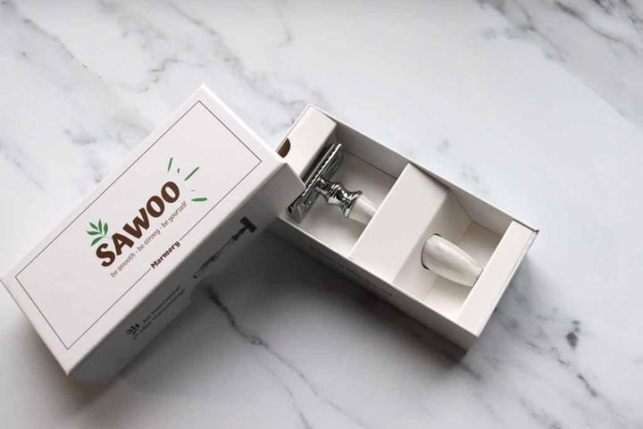 Immagine prodotto Sawoo Rasoio Marmory in ottone di alta qualità con 10 lame incluse