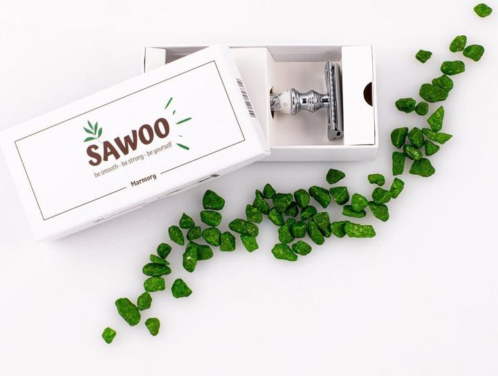 Immagine prodotto Sawoo Rasoio Marmory in ottone di alta qualità con 10 lame incluse