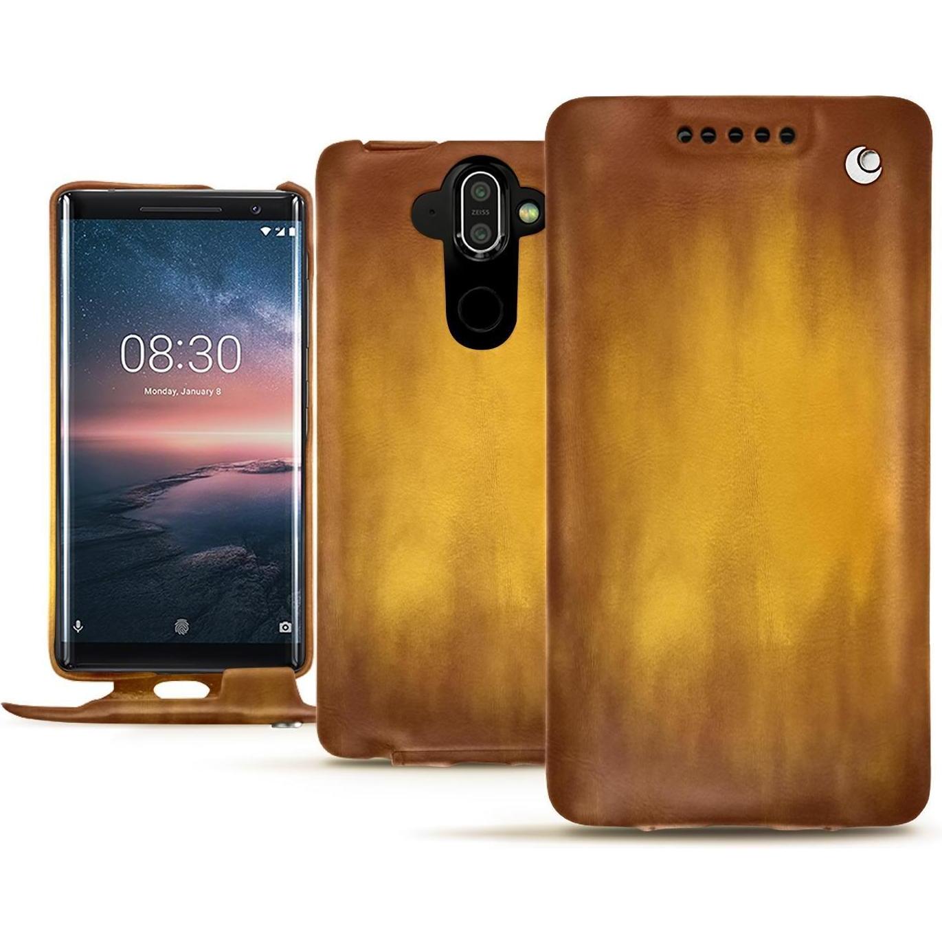 Noreve Lederschutzhülle vertikal (Nokia 8 Sirocco), Smartphone Hülle, Gold