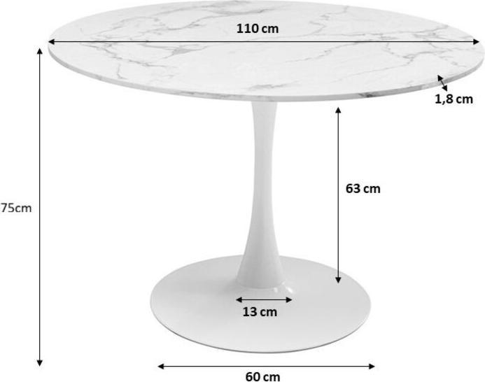 Image du produit Kare Design Table Veneto Marbre Blanc Ø110cm (110 x 73 cm)
