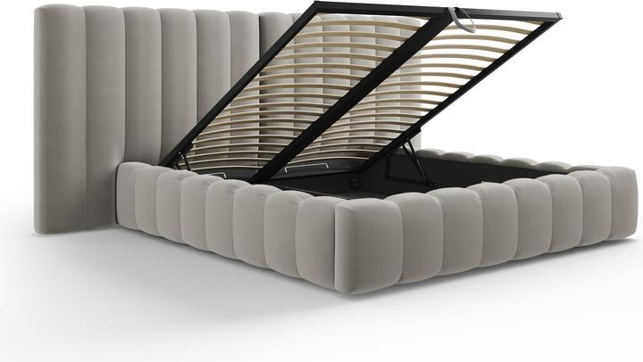 Actual product image Micadoni Velvet Storage Bed With Double Headboard, "Kelp", 230x300x100Made in Europe (180 x 200 cm)