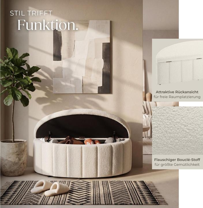 Actual product image tectake Moon upholstered bench with ample storage space, weight capacity 150 kg (108 cm)
