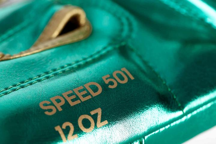 Immagine prodotto adidas Guantoni da boxe Speed 500 verde/oro in microfibra, ADISBG501 (14 OZ)