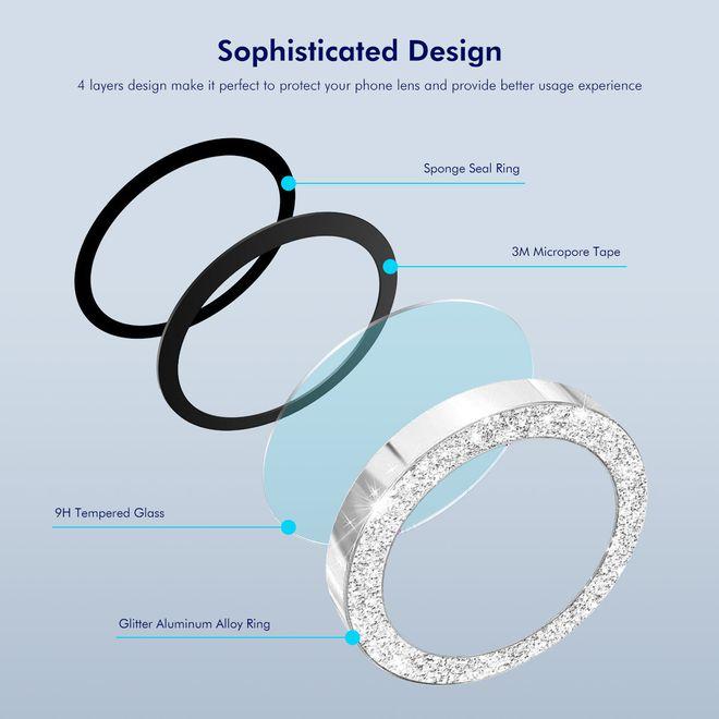 Produktbild Enkay Glitter Metall Kamera Ring (1 Stk., Apple iPhone 17 Pro, Apple iPhone 17 Pro Max)