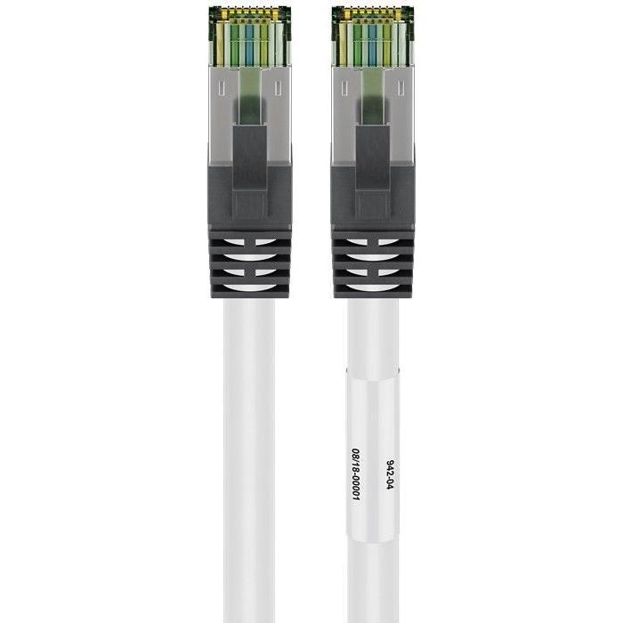 Goobay CAT 8.1 Netzwerkkabel, S/FTP (PiMF), weiss (PiMF, CAT8.1), Netzwerkkabel