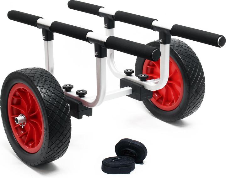 Wiltec Aluminium Transport Trolley for Kayaks, Canoes max. 90kg with ⌀ 31cm PU Wheels & adjustable Widt