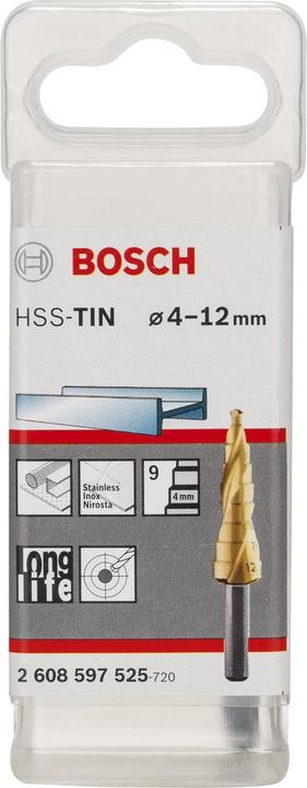 Produktbild Bosch Professional Zubehör Stufenbohrer HSS-TiN, 4 - 12 mm, 6 mm, 65 mm, 9 Stufen (6 mm)