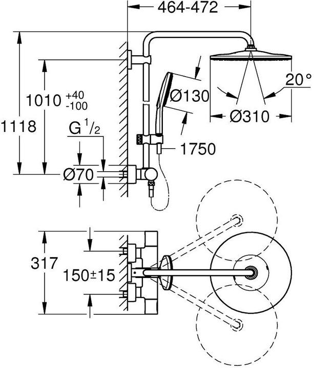 Produktbild Grohe Rainshower SmartActive 310 Duschsystem