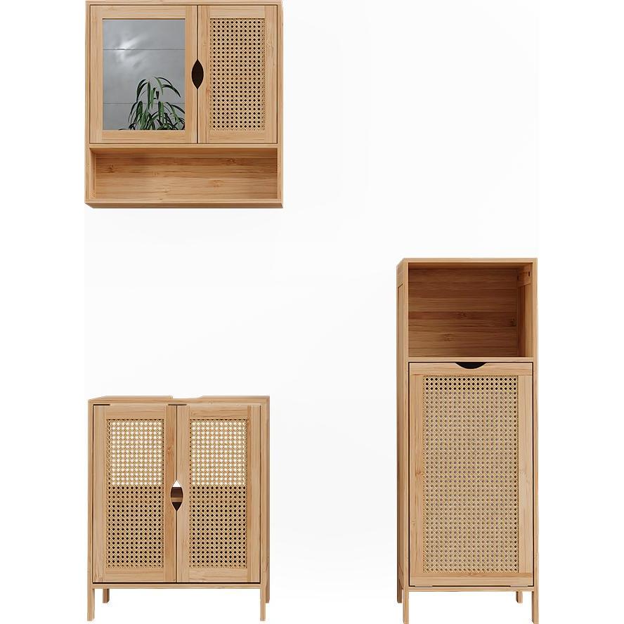 Vichy, Badmöbelset, Badmöbel-Set Liora, Bambus, 3 Teile