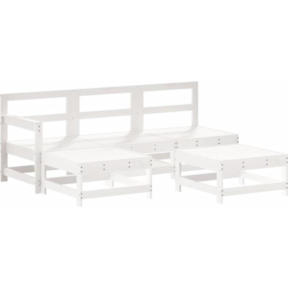 VidaXL, Gartenlounge, 5-tlg. Garten-Lounge-Set Weiss Massivholz Kiefer,Farbe