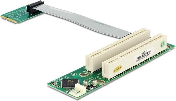 Delock Scheda riser Mini PCI Express > 2 x PCI 32 bit con cavo flessibile rivolto a sinistra
