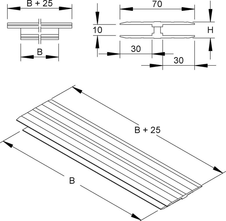 Produktbild Niedax NIE DSBA 100 DeckelstoÃbrÃ¼cke 16x75mm Aluminium (Kabeldurchlass, 10 cm)