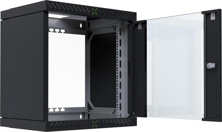 Actual product image EFB Elektronik EFB 19inch 48.26cm wall-mounted housing X-Rack with glass door 400-600mm 12U black RAL9005 (12 RU, 19 inch rack)