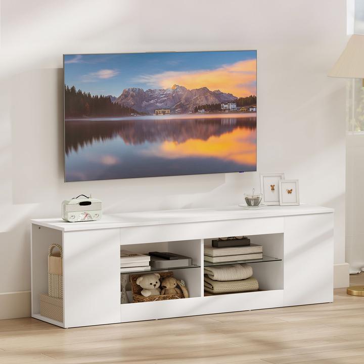 Produktbild Homcom TV Schrank Spanplatte, Glas Weiss (35 x 35 x 42.50 cm)