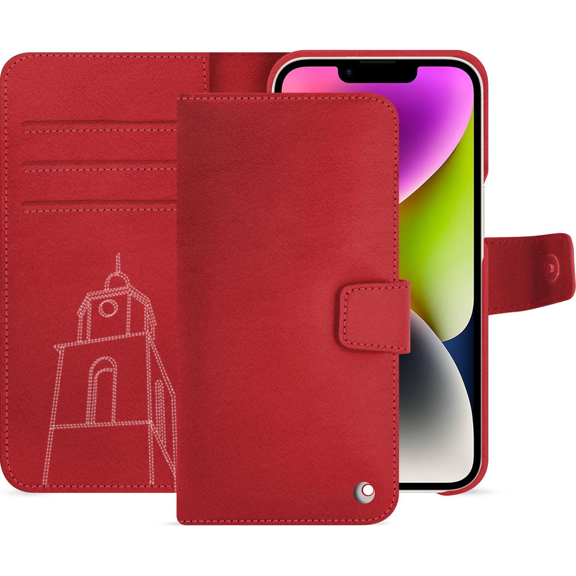 Noreve Lederschutzhülle Apple iPhone 15 Plus (Apple iPhone 15 Plus), Smartphone Hülle, Rot