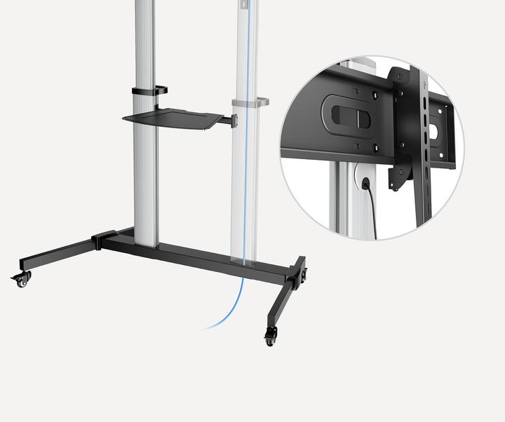 Image du produit Manhattan Support TV multimédia en aluminium sur roulettes, réglable en hauteur (100", 80 kg)