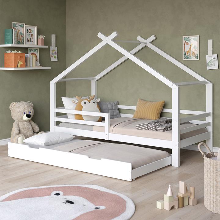 Produktbild VitaliSpa Hausbett Luni, Weiss, 200 x 90 cm mit Gästebett und Matratze (200 x 90 cm)