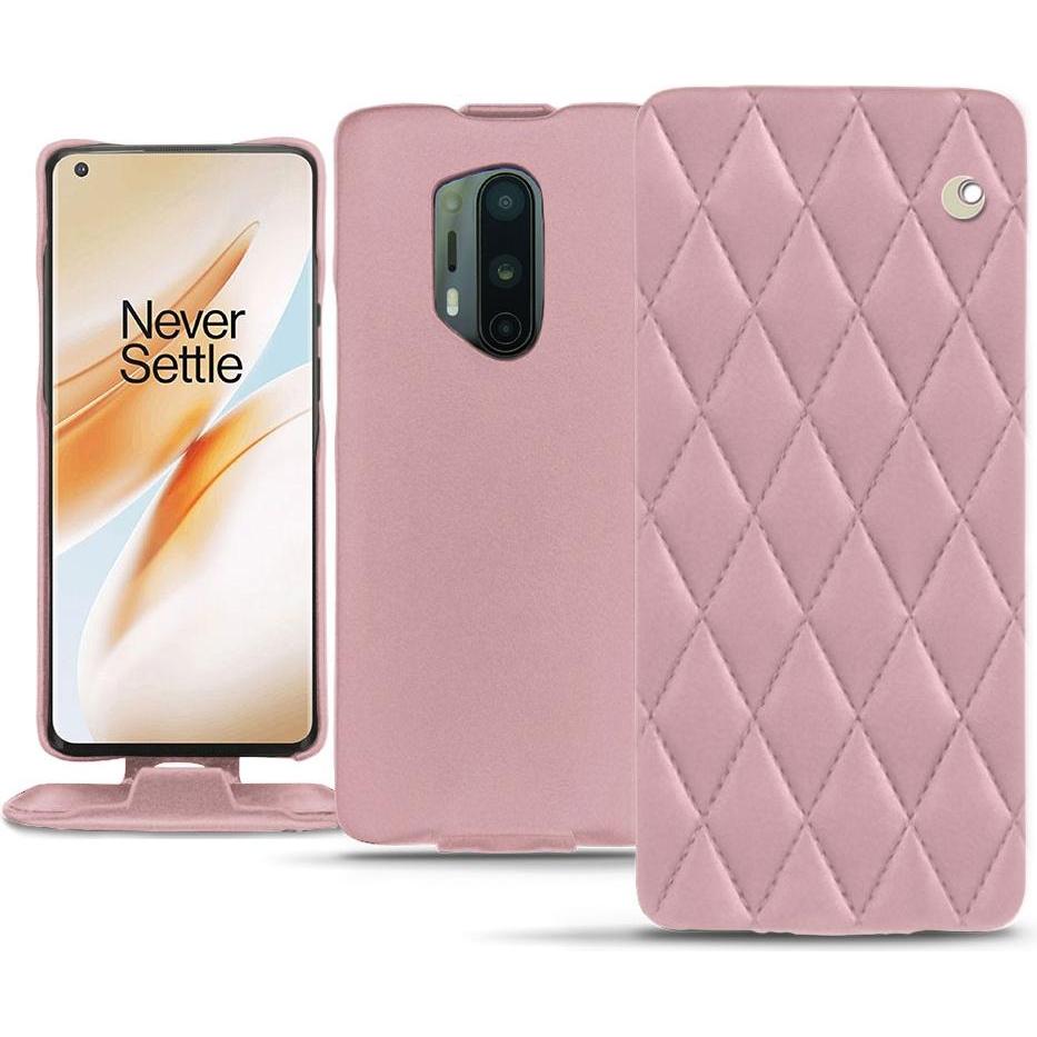 Noreve Lederschutzhülle vertikal (OnePlus 8 Pro), Smartphone Hülle, Rosa