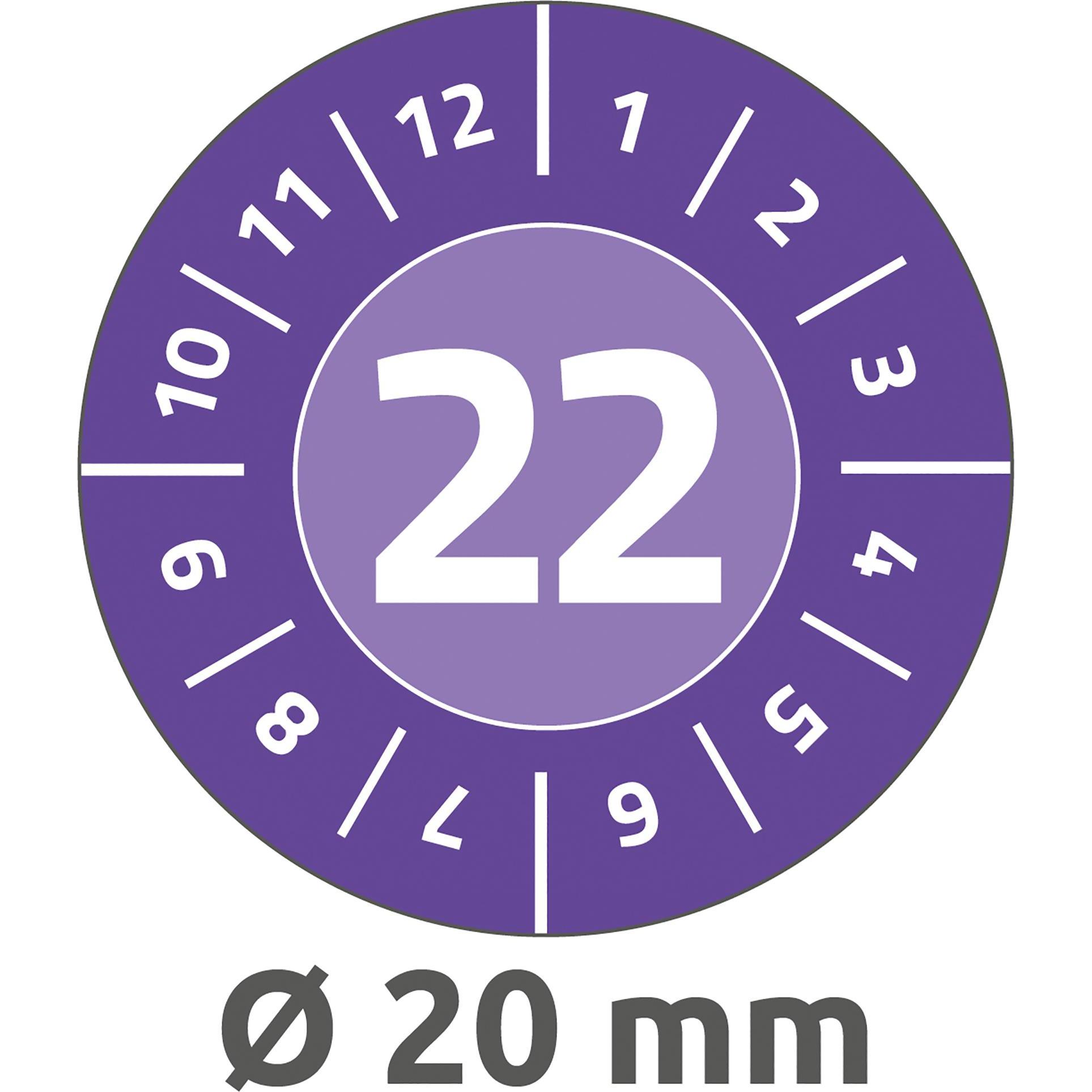 Thumbnail - Avery Dennison, Sticker, Zweckform Prüfplaketten, 2022, NoPeel, violett, 20 mm abziehsicher, aus Sicherheits-Folie, hint...