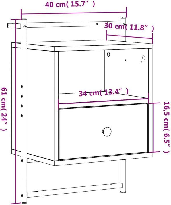 Actual product image vidaXL Nachttisch (30 x 30 x 61 cm)