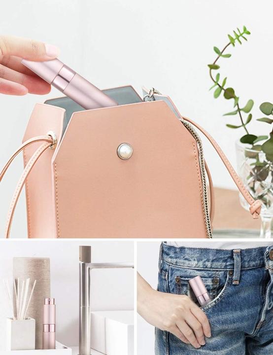 Immagine prodotto Swissdetector Atomizzatore di profumo ricaricabile - Alluminio 8 ml rotante con coperchio nascosto - Rosa