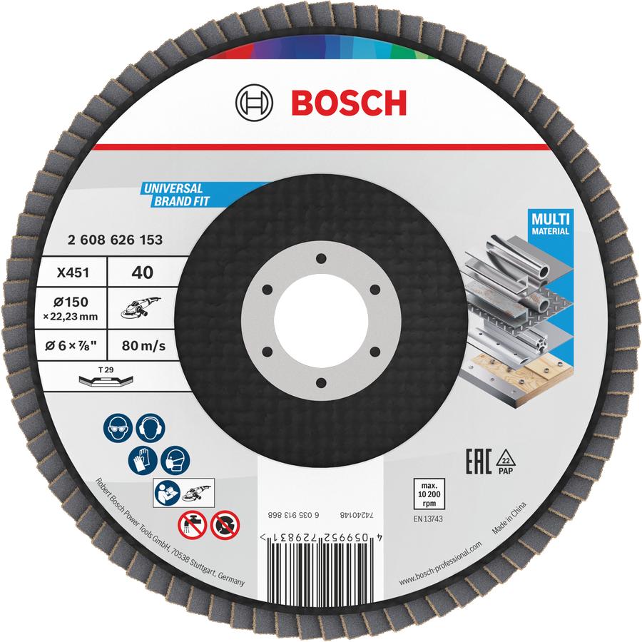 Bosch Professional Zubehör, Abrasivi, Bosch Accessories 2608626153 Fächerschleifscheibe 1 St. (40)