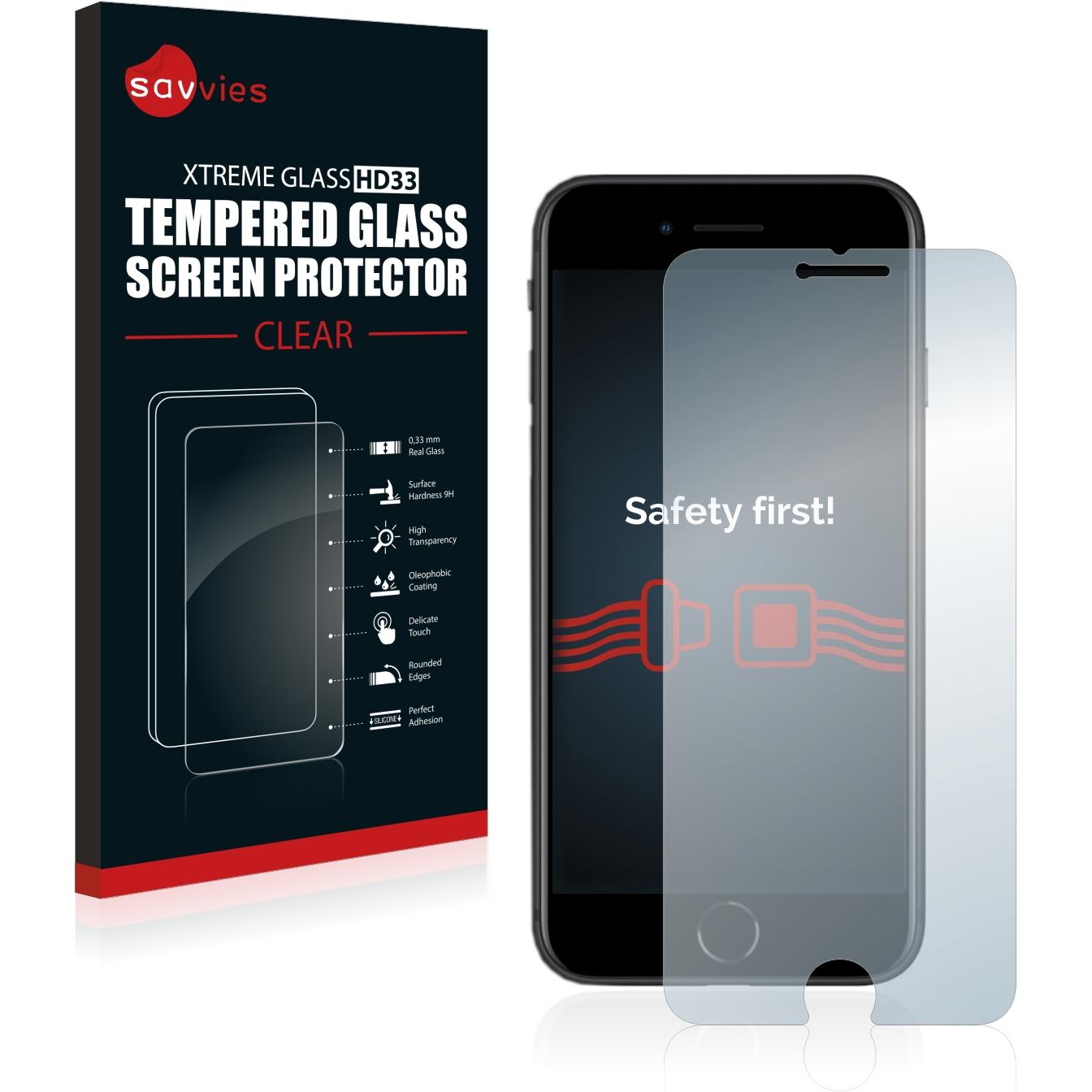 Savvies Panzerglas Hartglas Displayschutz (1 Stück, Apple iPhone SE), Smartphone Schutzfolie, Transparent