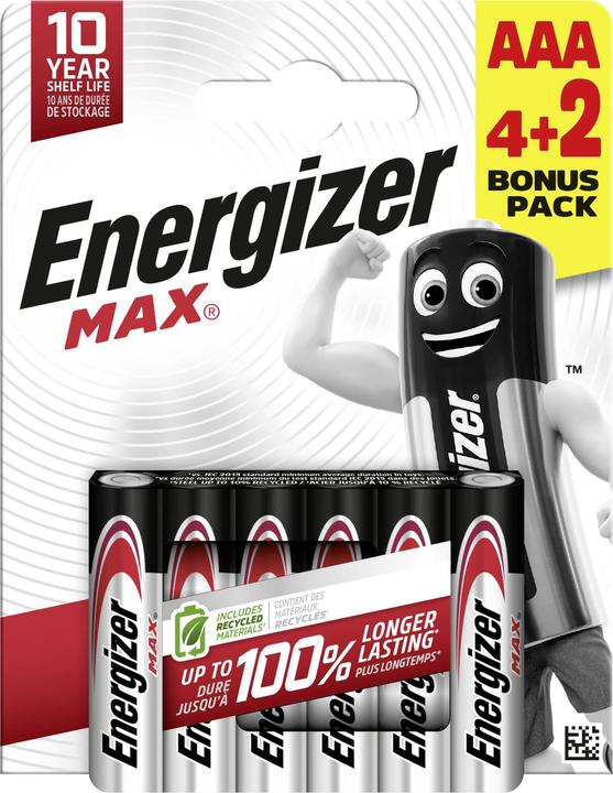 Produktbild Energizer Max Alkaline Micro-Batterien, 4+2 (6 Stk., AAA)