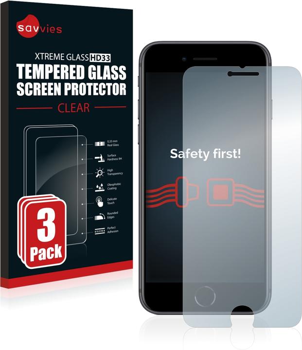 Produktbild Savvies Panzerglas Hartglas Displayschutz (3 Stk., Apple iPhone 8)