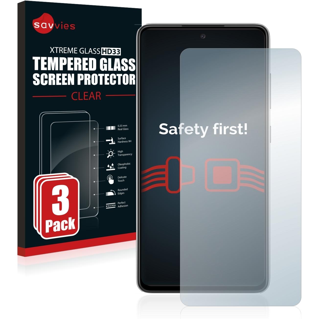 Thumbnail - Savvies Panzerglas Hartglas Displayschutz (3 Stück, Samsung Galaxy A52s 5G), Smartphone Schutzfolie, Transparent