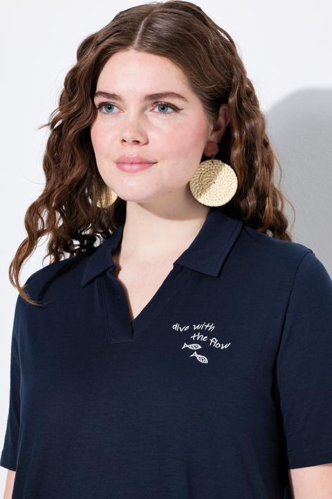 Immagine prodotto Ulla Popken Maglia polo in cotone biologico con ricami e mezze maniche (56)