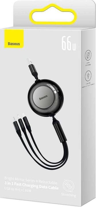 Actual product image Baseus 3 in 1 USB charging cable (1.10 m, USB 2.0, 66 W)