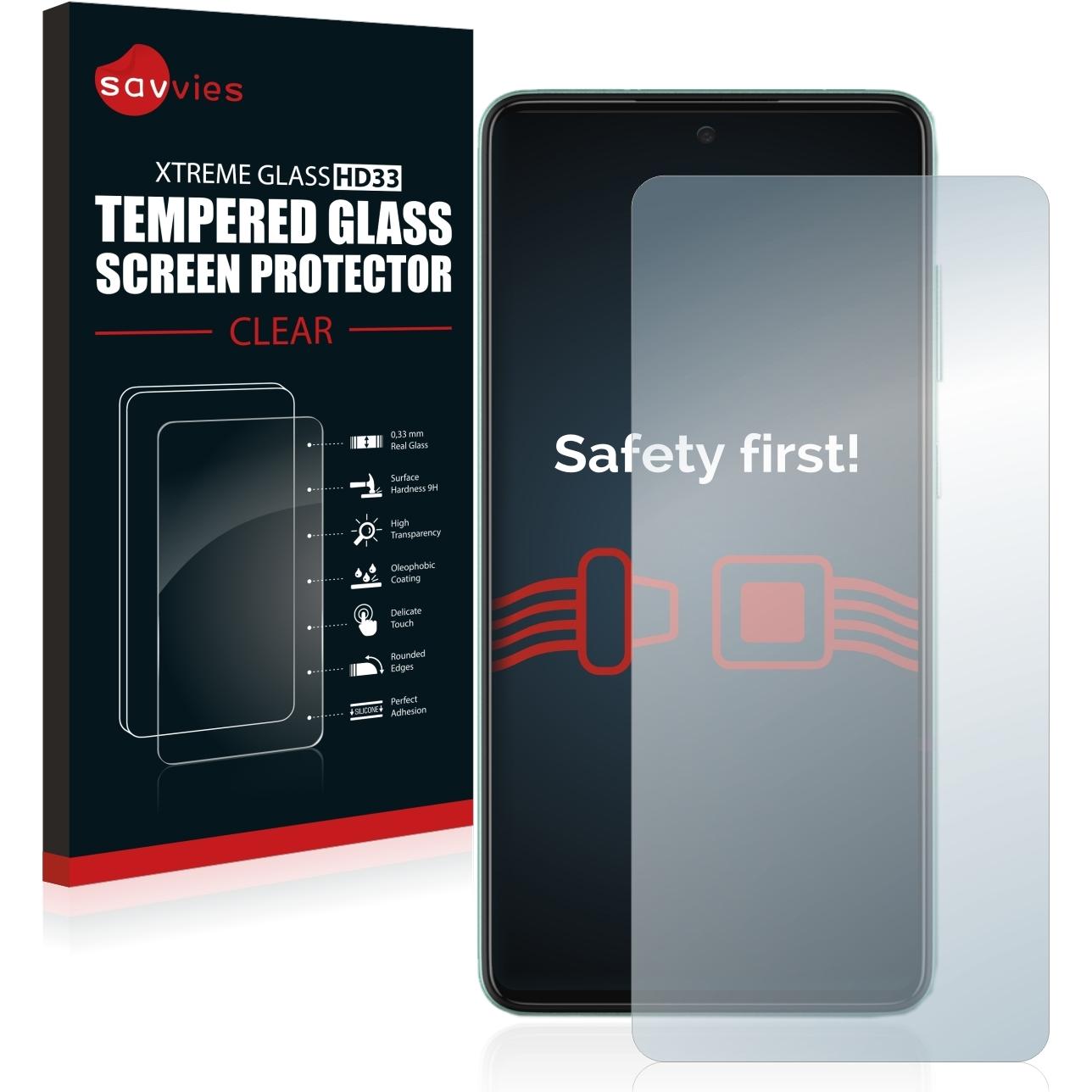 Savvies Panzerglas Hartglas Displayschutz (1 Stück, Samsung Galaxy A52), Smartphone Schutzfolie, Transparent