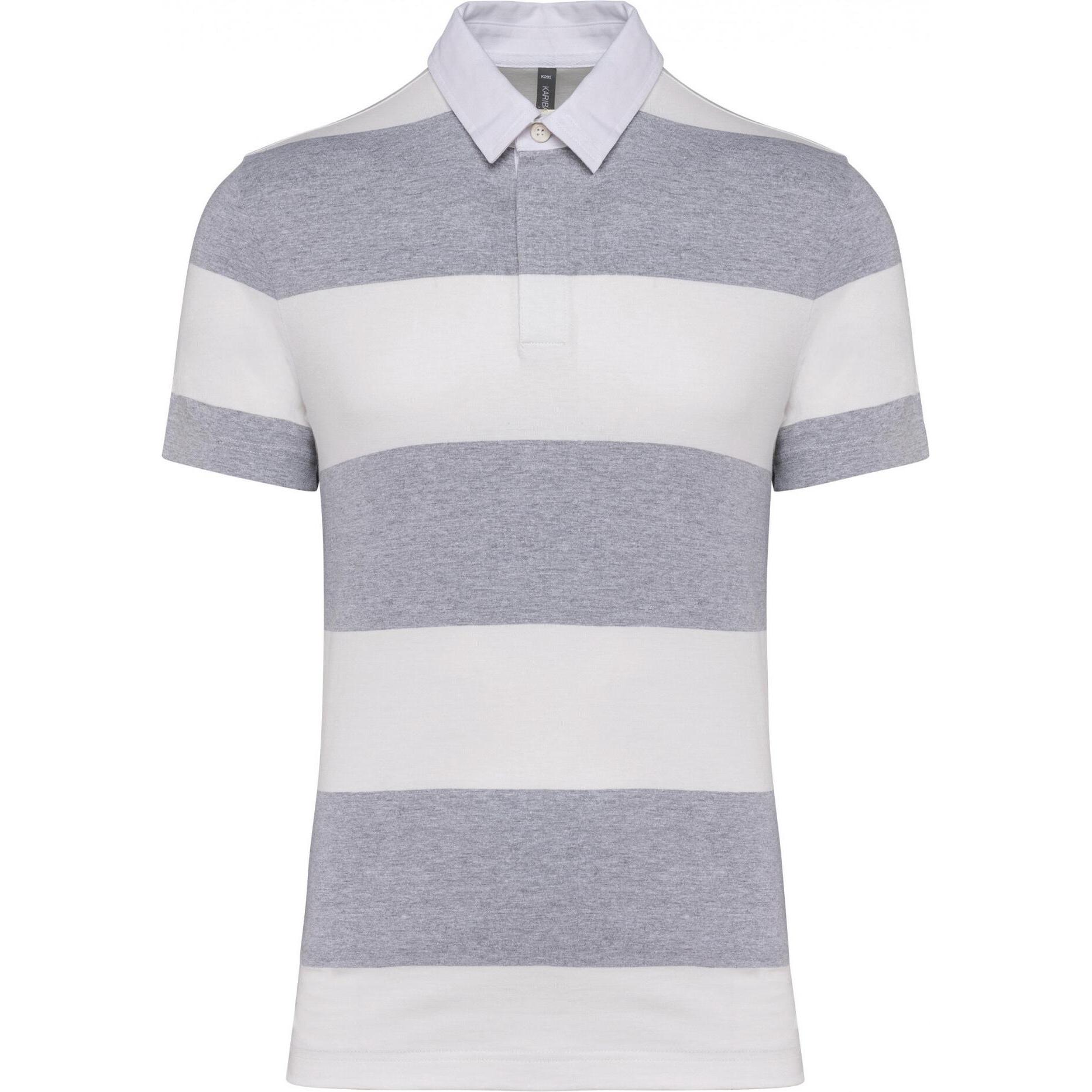 Thumbnail - Kariban, Herren, Shirt, Gestreiftes Poloshirt, Grau, (M)