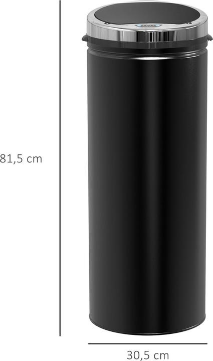 Produktbild Homcom Mülleimer 50L mit Infrarotsensor Edelstahl, Schwarz (50 l)