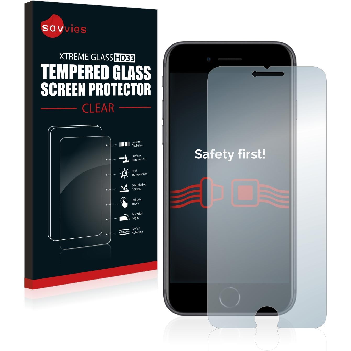 Savvies Panzerglas Hartglas Displayschutz (1 Stück, Apple iPhone 8), Smartphone Schutzfolie, Transparent