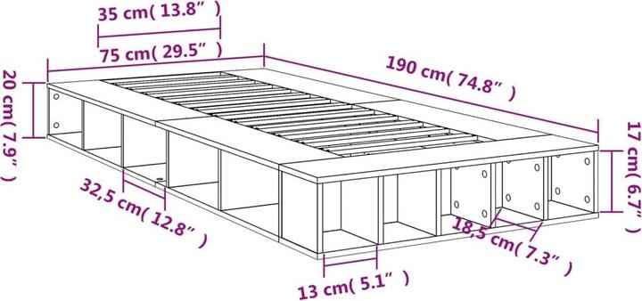 Image du produit vidaXL Bettgestell (75 x 190 cm)