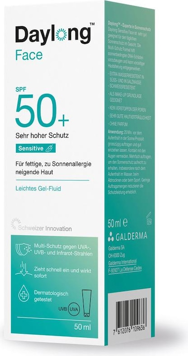Image du produit Daylong Gel-crème pour le visage sensible (Crème solaire visage, SPF 50+, 50 ml, 76 g)