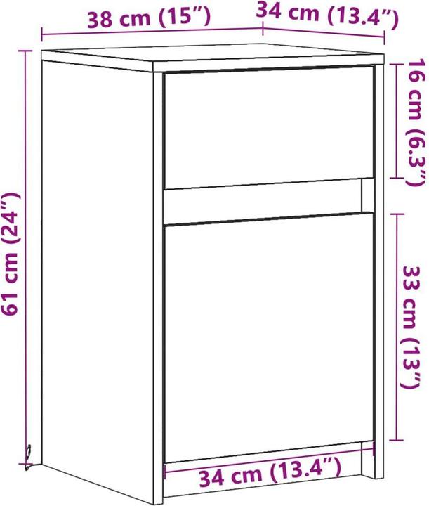Actual product image vidaXL Nachttisch (38 x 34 x 61 cm)