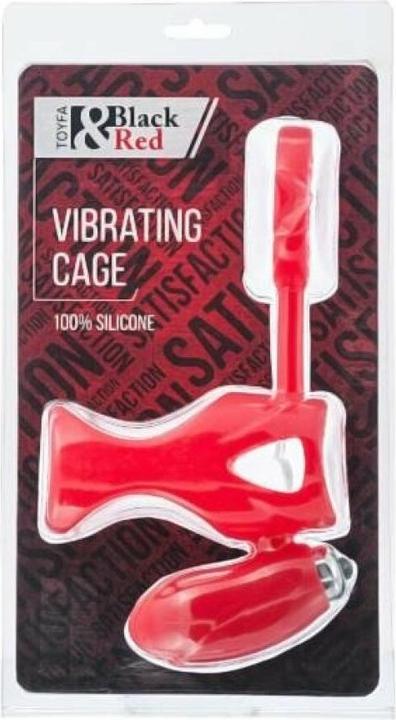 Produktbild Toyfa Schwarz & Rot, Penisring mit Vibration, Klitoris-Stimulation, Silikon, rot 14,5 cm