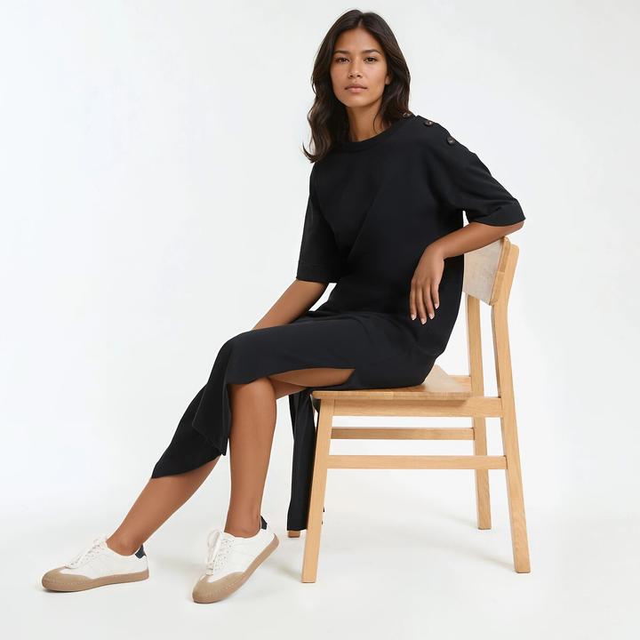 Image du produit La Redoute Collections Longue robe en jersey avec patte de boutonnage sur l'épaule (S)