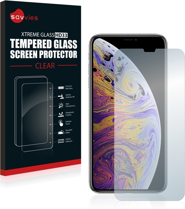 Produktbild Savvies Panzerglas Hartglas Displayschutz (1 Stück, Apple iPhone XS Max)