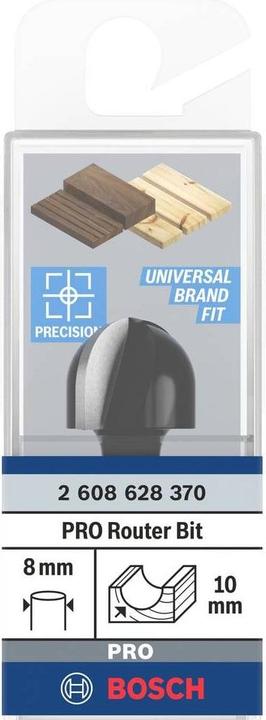 Produktbild Bosch Professional Zubehör Hohlkehlfräser, 8 mm, R1 10 mm, D 20 mm, L 12,4 mm, G 46 mm