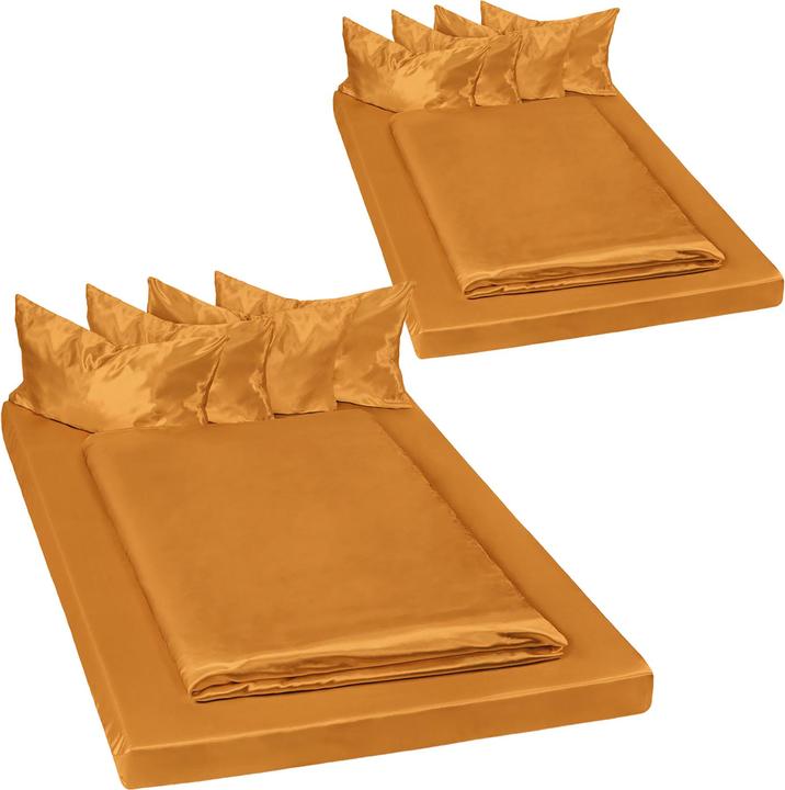 Immagine prodotto tectake 2x Set di biancheria da letto in raso lucido (Set di biancheria da letto, 200 x 150 cm)
