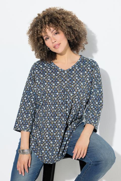 Immagine prodotto Ulla Popken Maglia dal taglio svasato con stampa animalier, scollo a V e maniche a 3/4 (54)