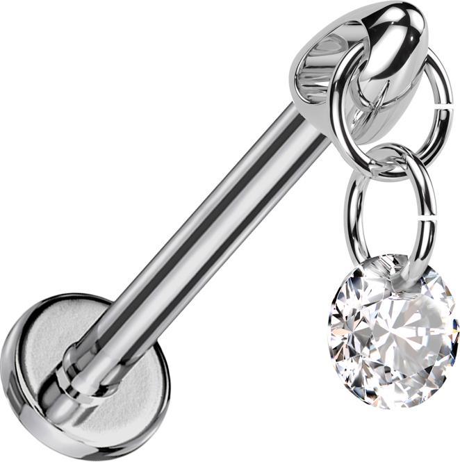Actual product image Star Piercing Micro Labret internal thread silver Cone silver Pendant round crystal silver (Titanium, without brass)