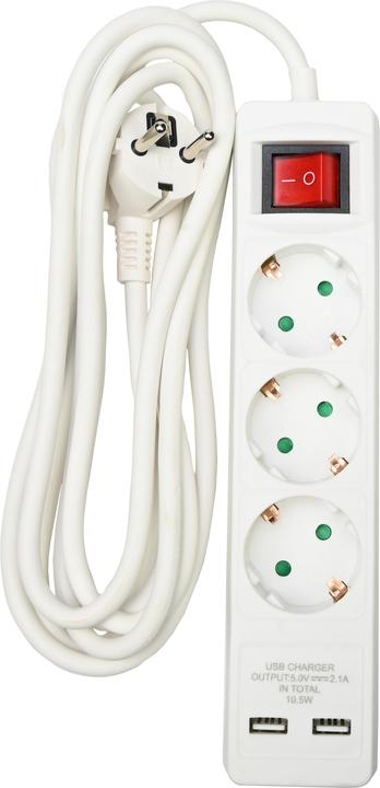 Productafbeelding Benson Electric Contactdoosstrip 3-weg + aarde + 3 x 1,5 + schakelaar (3x, CEE 7/3, 3 m)