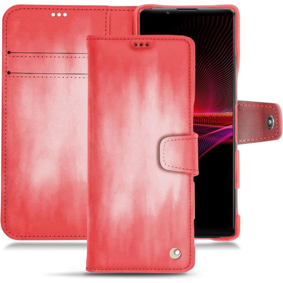 Noreve Lederschutzhülle Wallet (Sony Xperia 1 III), Smartphone Hülle, Rosa